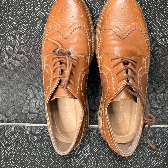 Johnston & Murphy Mens Tan Leather Wingtip Oxfords Size 10M - Picture 9 of 9